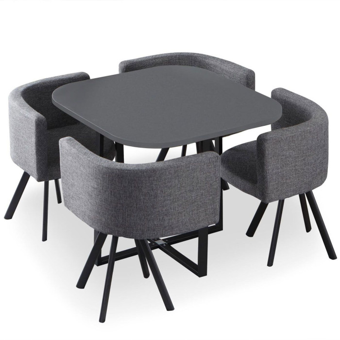 Paris Prix Table De Repas & 4 Chaises Design "Normi" 90cm Gris