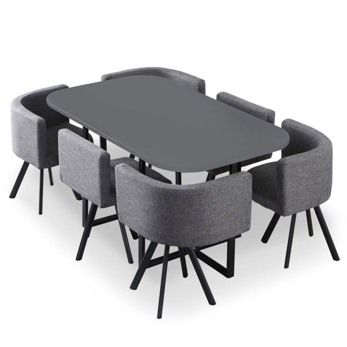 Paris Prix Table De Repas & 6 Chaises Design "Normi" 150cm Gris