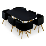 paris prix Table de Repas & 6 Chaises Design "Normi" 150cm Noir