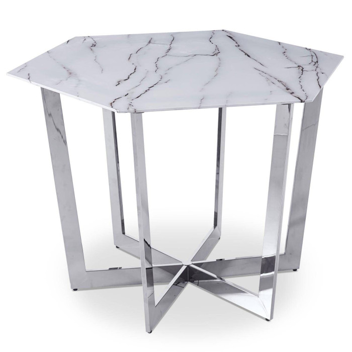 Paris Prix Table De Repas Design "Dizazi" 120cm Blanc & Argent