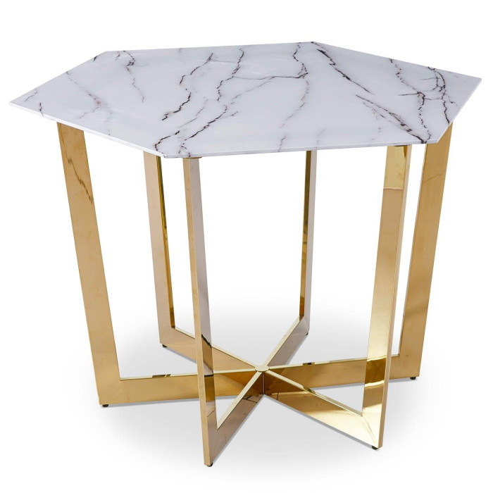 Paris Prix Table De Repas Design "Dizazi" 120cm Blanc & Or