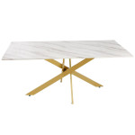 Paris Prix Table De Repas Design "Nalou" 180cm Blanc & Or