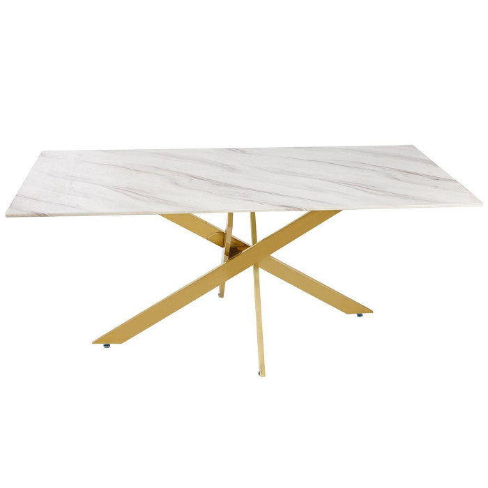 Paris Prix Table De Repas Design "Nalou" 180cm Blanc & Or