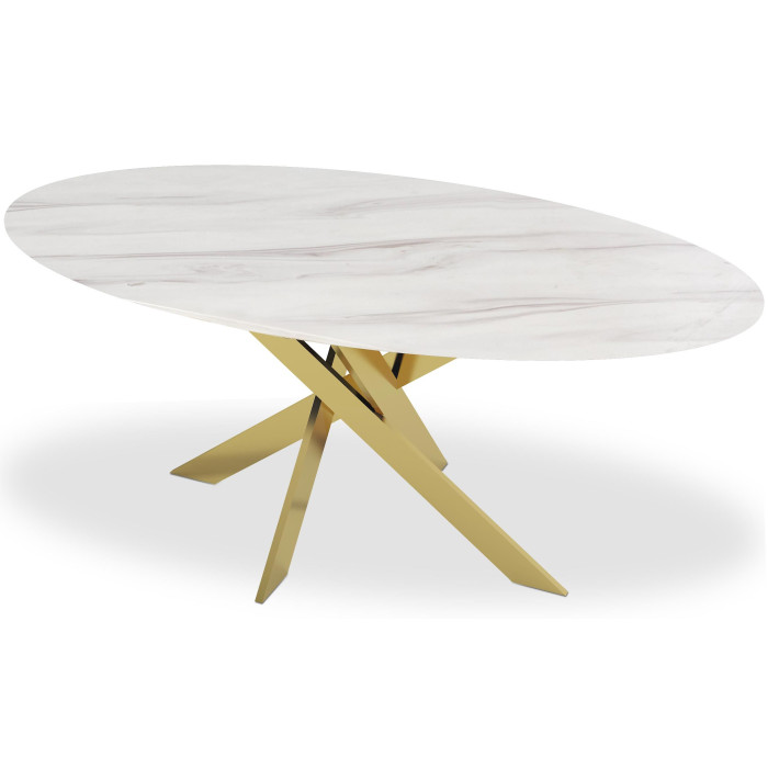 Paris Prix Table De Repas Design "Octavo" 180cm Blanc & Or