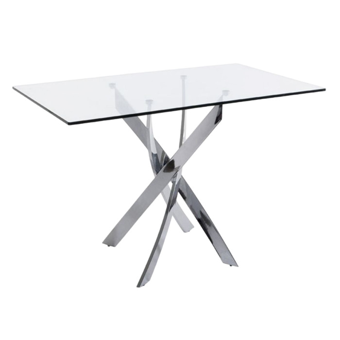 Paris Prix Table De Repas En Verre "Alessio" 140cm Argent