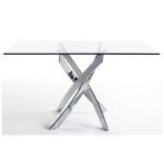 Paris Prix Table De Repas En Verre "Alessio" 150cm Argent