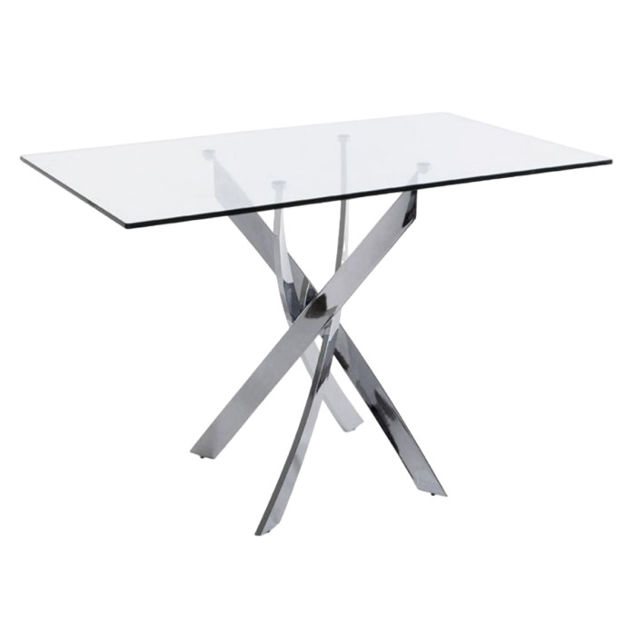Paris Prix Table De Repas En Verre "Alessio" 160cm Argent