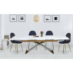 Paris Prix Table De Repas Extensible "Nayla" 180-260cm Blanc & Or