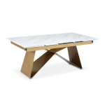 paris prix Table de Repas Extensible "Nayla" 180-260cm Blanc & Or