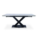paris prix Table de Repas Extensible "Victorine" 180-260cm Gris & Noir