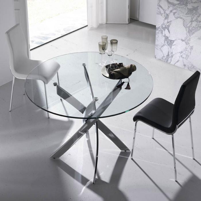 Paris Prix Table De Repas Ronde En Verre "Alessio" 120cm Argent