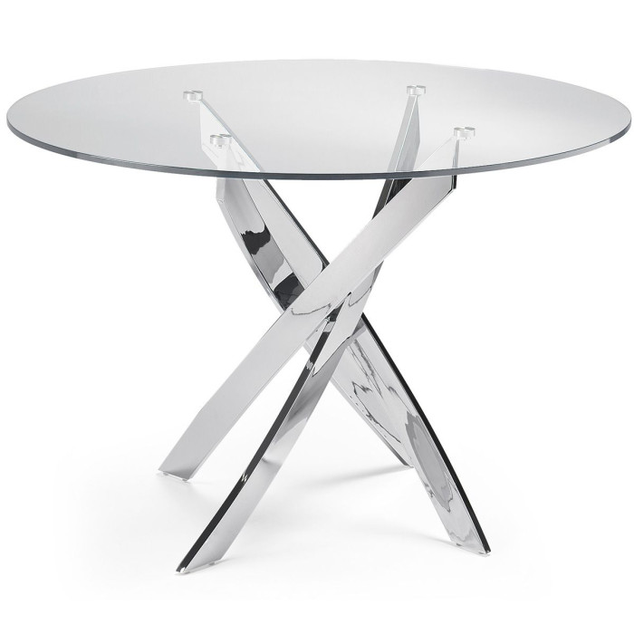 Paris Prix Table De Repas Ronde En Verre "Alessio" 140cm Argent