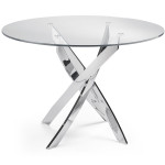 paris prix Table de Repas Ronde en Verre "Alessio" 140cm Argent