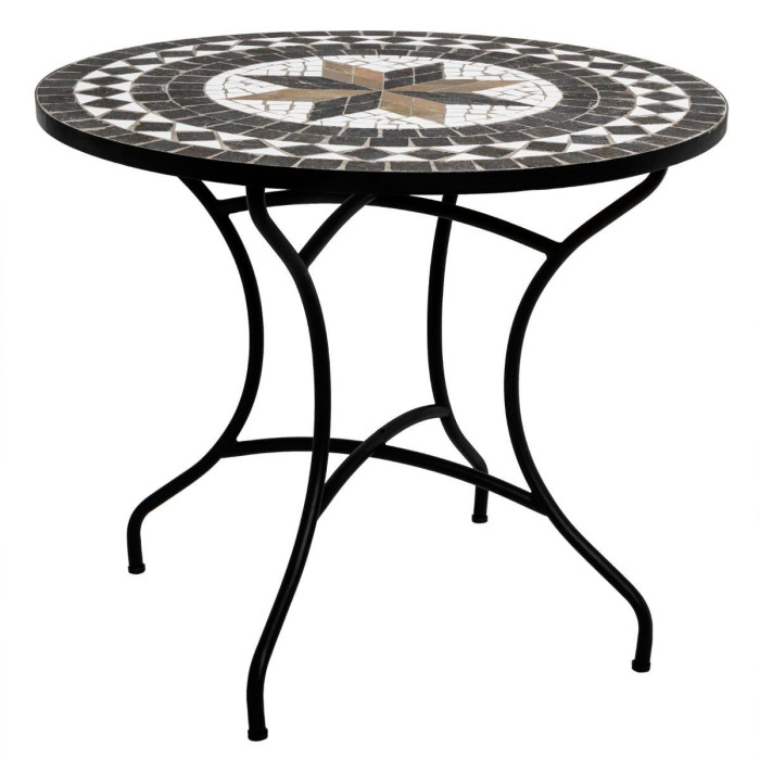 Paris Prix Table De Repas Ronde Mosaïque "Kipos" 90cm Noir