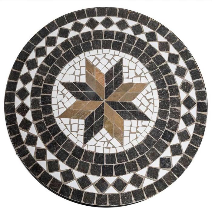 Paris Prix Table De Repas Ronde Mosaïque "Kipos" 90cm Noir