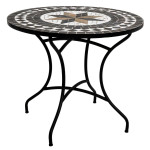 paris prix Table de Repas Ronde Mosaïque "Kipos" 90cm Noir