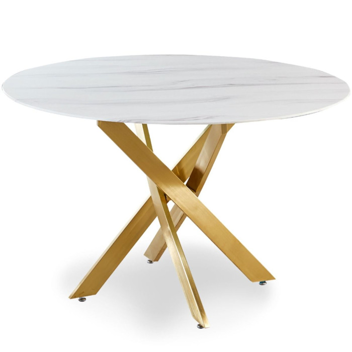 Paris Prix Table De Repas Ronde "Rixa" 120cm Effet Marbre