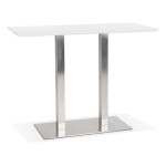 paris prix Table Haute Mange-Debout "Pansy" 150cm Blanc & Argent