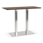paris prix Table Haute Mange-Debout "Pansy" 150cm Noyer & Argent