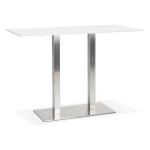 paris prix Table Haute Mange-Debout "Pansy" 160cm Blanc & Argent