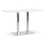 paris prix Table Haute Mange-Debout "Pansy" 180cm Blanc & Argent