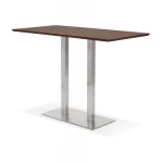 Paris Prix Table Haute Mange-Debout "Pansy" 180cm Noyer & Argent