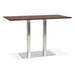 paris prix Table Haute Mange-Debout "Pansy" 180cm Noyer & Argent