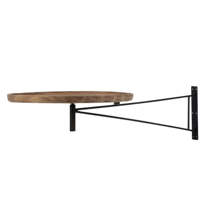 Paris Prix Table Murale Pivotante Ronde "Lounge" 80cm Noir