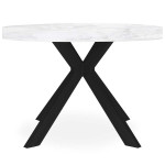 Paris Prix Table Ronde Extensible "Zefane" 160-260cm Noir & Effet Marbre