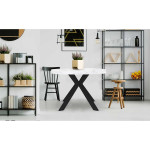 Paris Prix Table Ronde Extensible "Zefane" 160-260cm Noir & Effet Marbre
