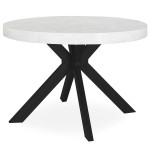 paris prix Table Ronde Extensible "Zefane" 160-260cm Noir & Effet Marbre