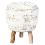 paris prix Tabouret Bohème Fait à la Main "Bohist IV" 50cm Crème & Kaki