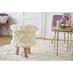 Paris Prix Tabouret Bohème Fait à La Main "Bohist V" 50cm Crème