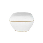 Paris Prix Tabouret Carré Déco "Contessa" 60cm Blanc & Or