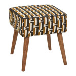 paris prix Tabouret d'Appoint Jacquard "Chiara" 42cm Noir & Ocre