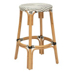 paris prix Tabouret de Bar Bistrot en Rotin "Trecia" 66cm Blanc