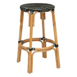 paris prix Tabouret de Bar Bistrot en Rotin "Trecia" 66cm Noir