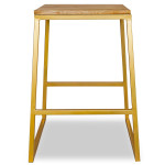 Paris Prix Tabouret De Bar Design "Confieta" 61cm Or & Naturel