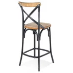 Paris Prix Tabouret De Bar Effet Vieilli "Carey" 100cm Naturel & Noir