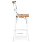 Paris Prix Tabouret De Bar Effet Vieilli "Carey" 100cm Naturel & Blanc