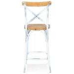 Paris Prix Tabouret De Bar Effet Vieilli "Carey" 100cm Naturel & Blanc
