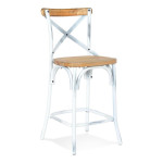 paris prix Tabouret de Bar Effet Vieilli "Carey" 100cm Naturel & Blanc