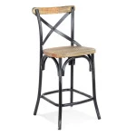 paris prix Tabouret de Bar Effet Vieilli "Carey" 100cm Naturel & Noir