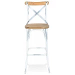 Paris Prix Tabouret De Bar Effet Vieilli "Carey" 110cm Naturel & Blanc