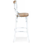 Paris Prix Tabouret De Bar Effet Vieilli "Carey" 110cm Naturel & Blanc