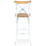 Paris Prix Tabouret De Bar Effet Vieilli "Carey" 110cm Naturel & Blanc