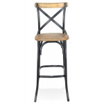 Paris Prix Tabouret De Bar Effet Vieilli "Carey" 110cm Naturel & Noir