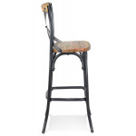 Paris Prix Tabouret De Bar Effet Vieilli "Carey" 110cm Naturel & Noir