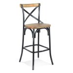 paris prix Tabouret de Bar Effet Vieilli "Carey" 110cm Naturel & Noir