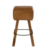 Paris Prix Tabouret De Bar En Cuir & Bois "Gym" 75cm Naturel